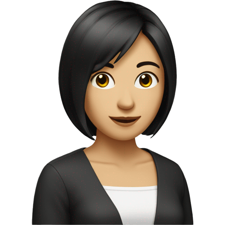 profile picture woman shoulder length black-brown bob, half chinese emoji