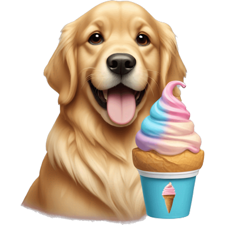 golden retriever with ice cream cone  emoji