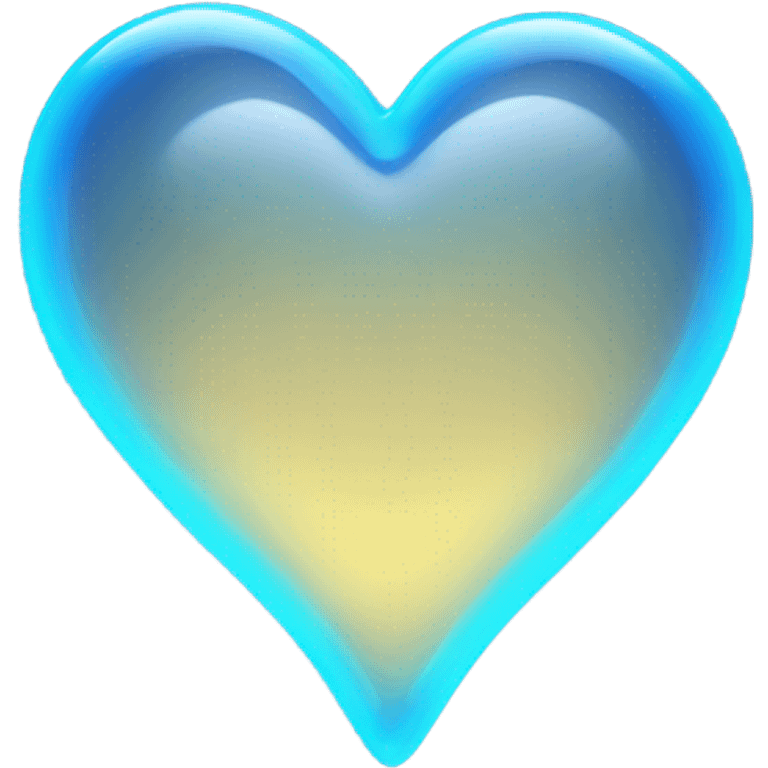 Neon glass blue heart  emoji