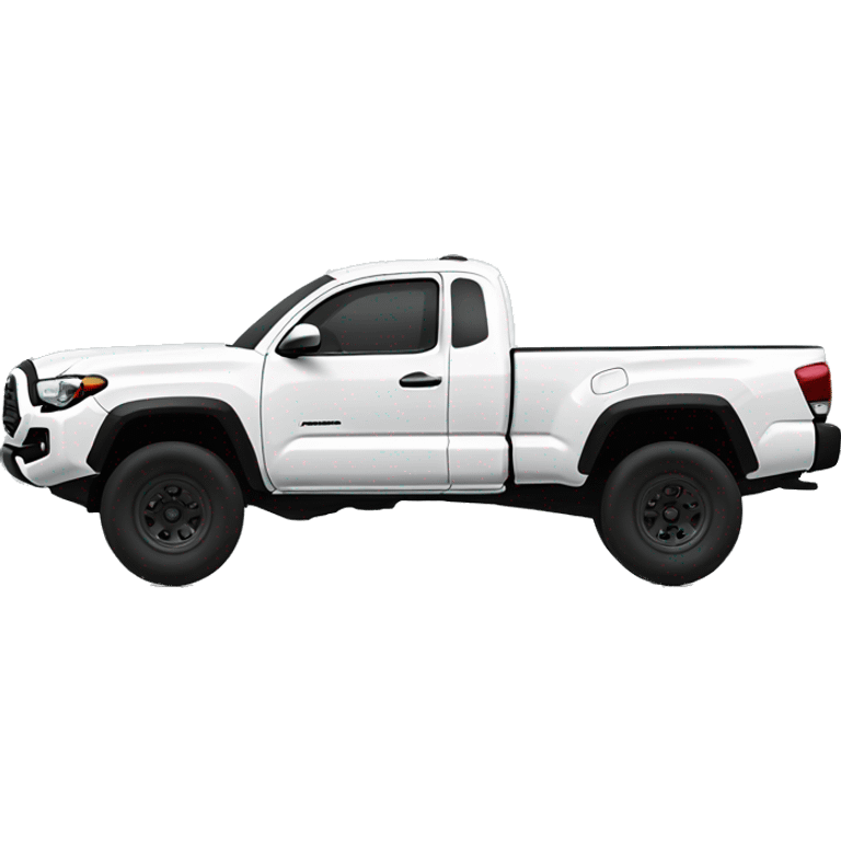 extended cab white toyota tacoma style pick up truck with black tires emoji