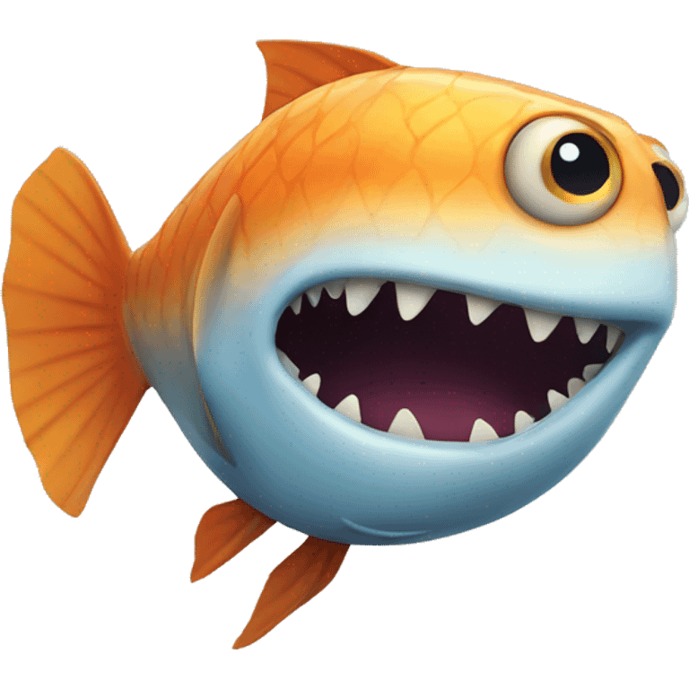 Silly fish with teeth emoji