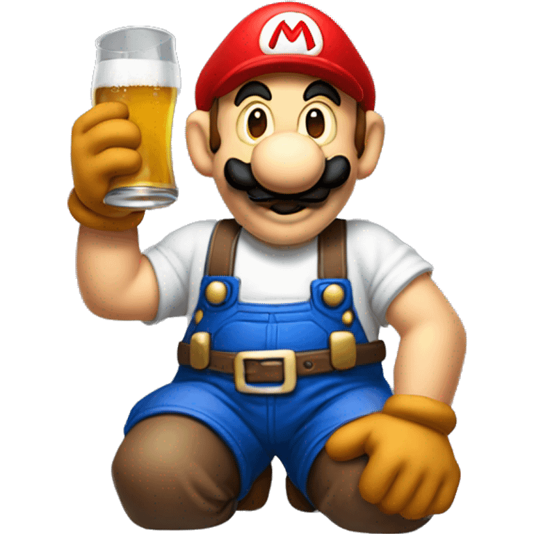 Mario plumber drinking beer with a shirt that says “HOPE” with a pipe wrench logo emoji