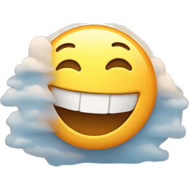 person laughing with sunrise emoji