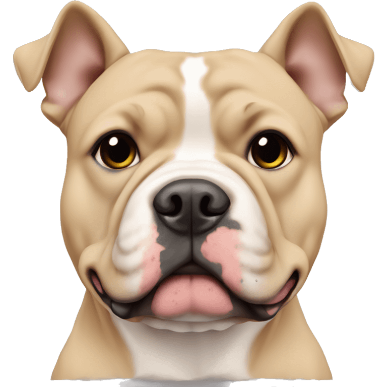 beige american bully with cropped ears, white chest and beige eyes emoji