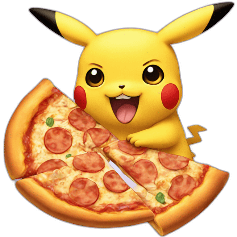 Pikachu eating pizza emoji