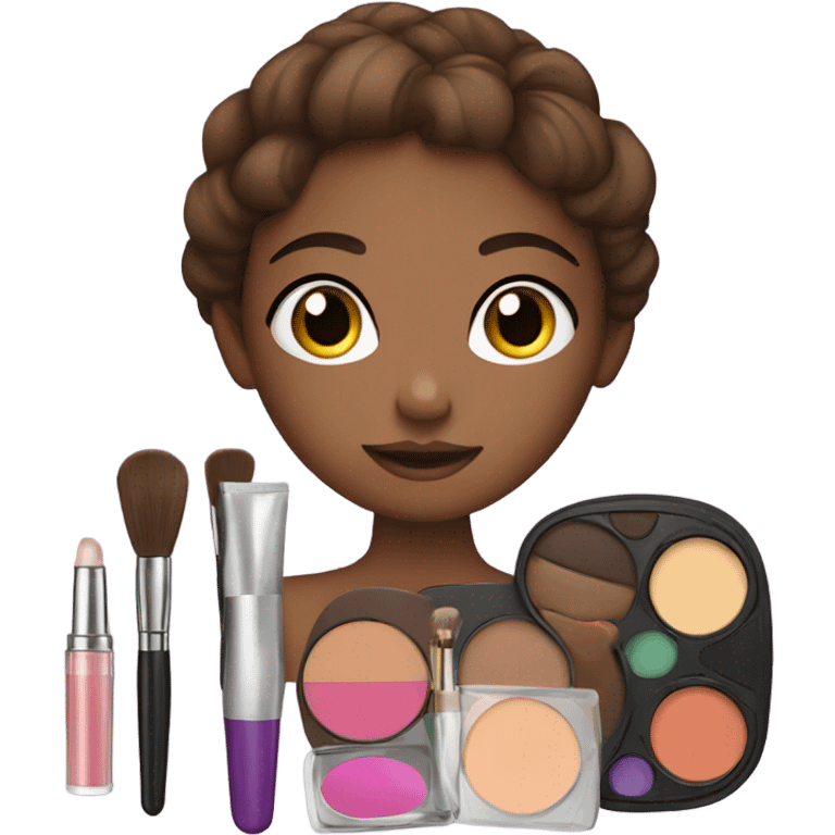 Makeup kit and Brown hair girl emoji