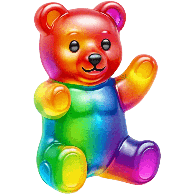 A neon rainbow gummy bear emoji