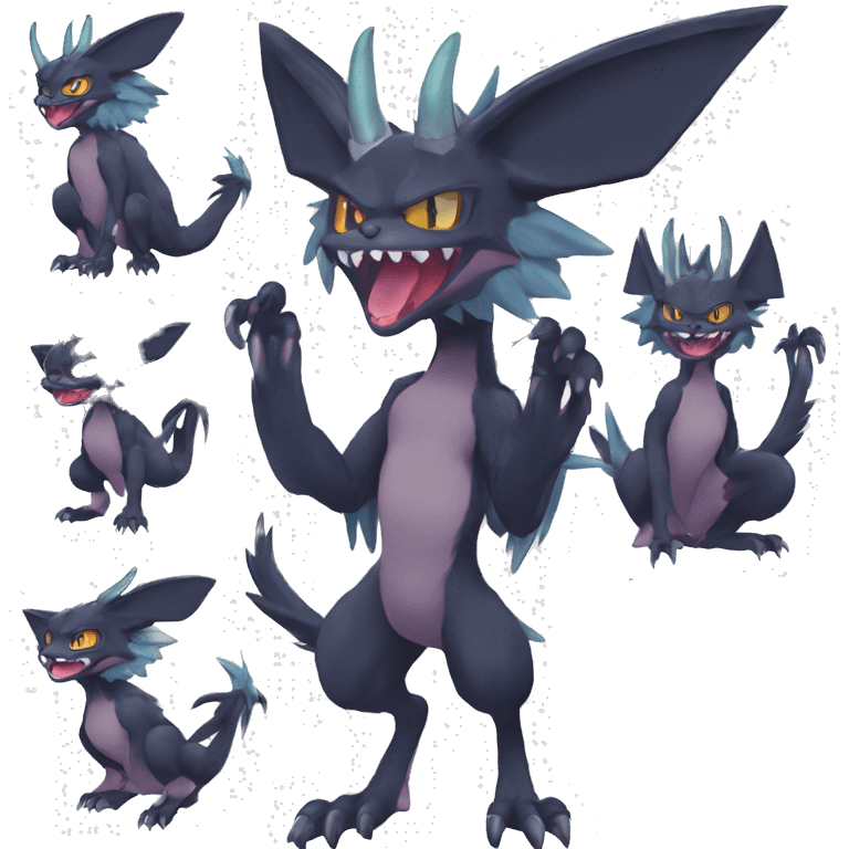 Edgy Cool Fluffy Horned Nargacuga-Noivern-Pokémon-fusion-cat Full Body emoji