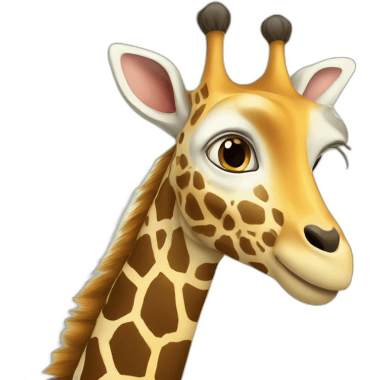 Girafe avec un lapin emoji