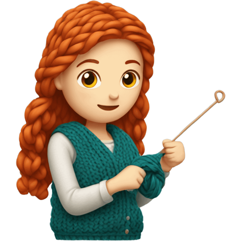 Red headed woman knitting  emoji