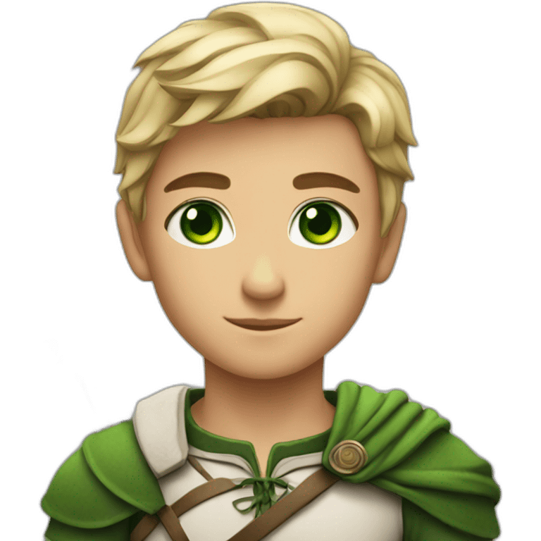 Young archer with green eyes without rain emoji