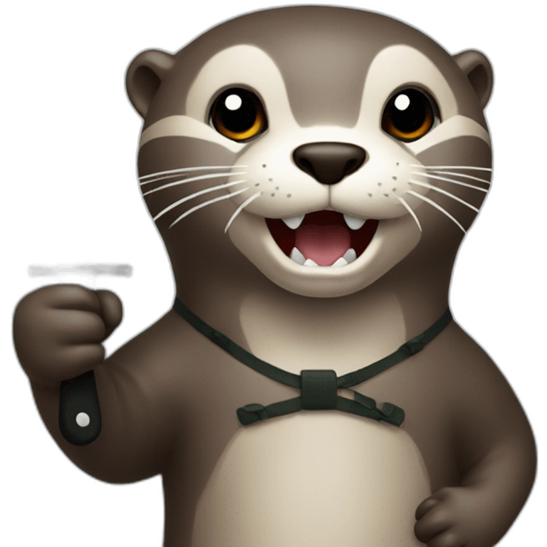 otter holding a knife plastic in his hand emoji