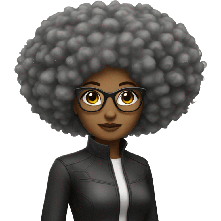 avec cheveux afro femme avec des lunettes emoji