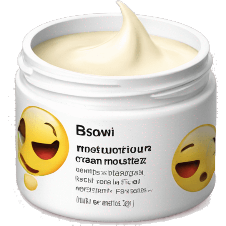 body moisturizer cream pot with label emoji