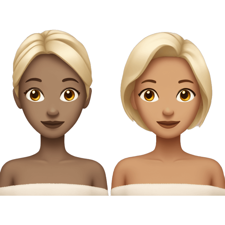 two girls at a spa one pale and one tan emoji