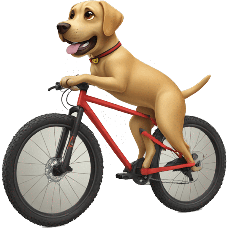 Labrador riding a real mountain bike emoji