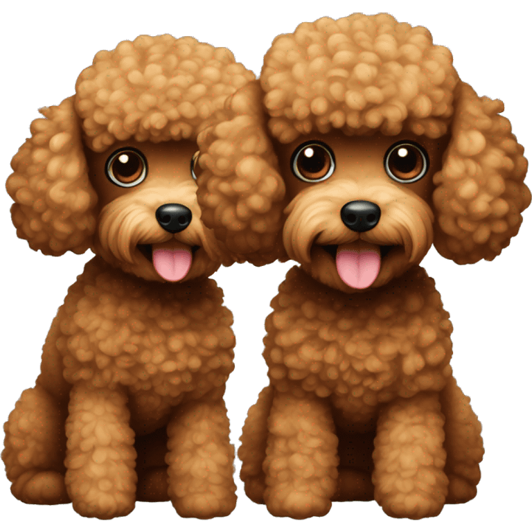 Two brown toy poodles. One is slightly smaller than the other one  emoji