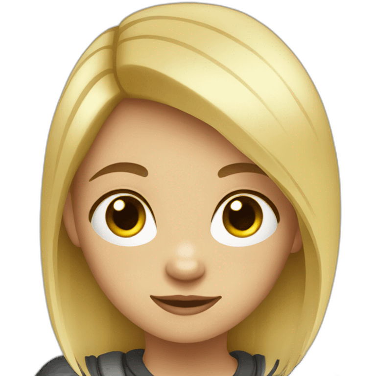 blond girl with gorilla emoji