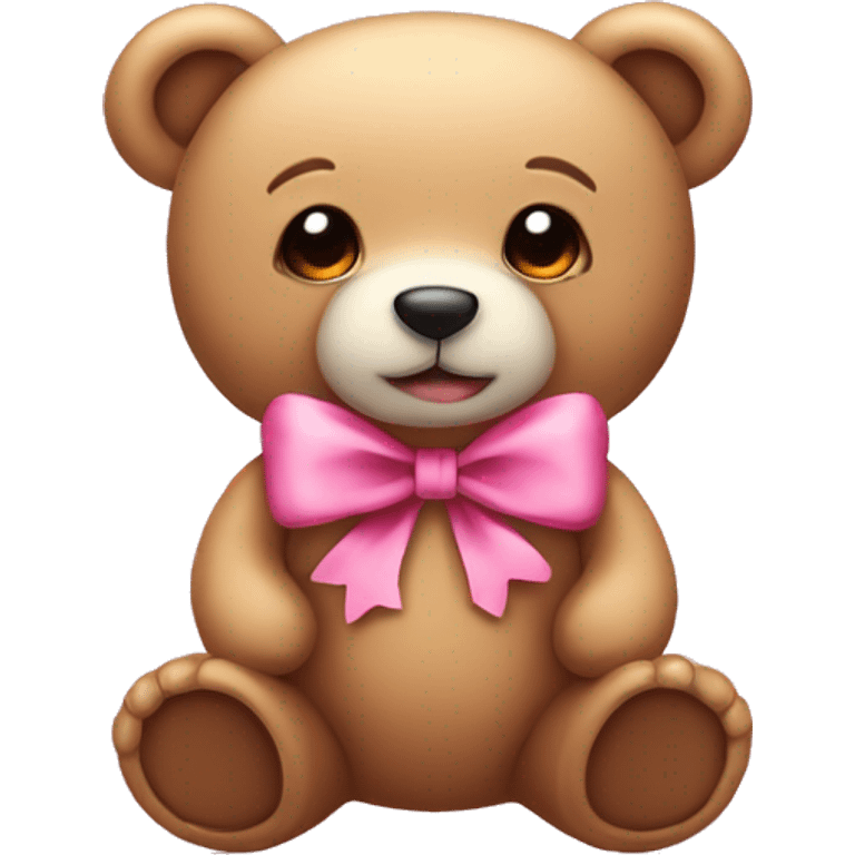 small cute teddy bear with pink bow on head emoji