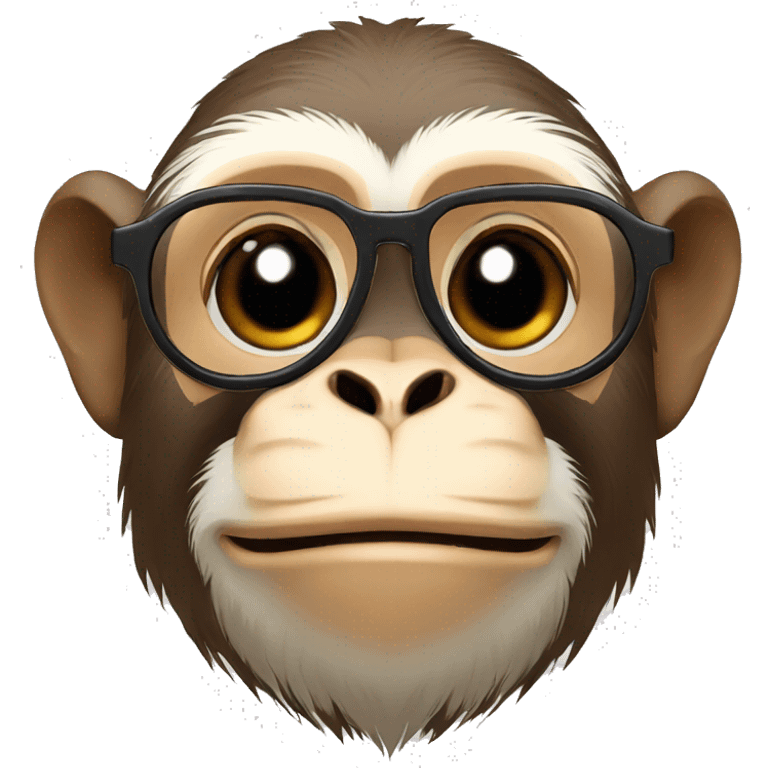 Capuchin monkey with round glasses emoji