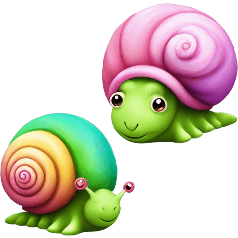 Two cool, cute snail friends  emoji