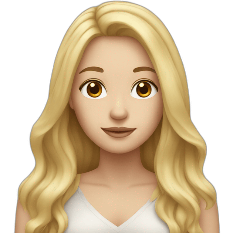 White woman with long blond hair and brown eyes emoji