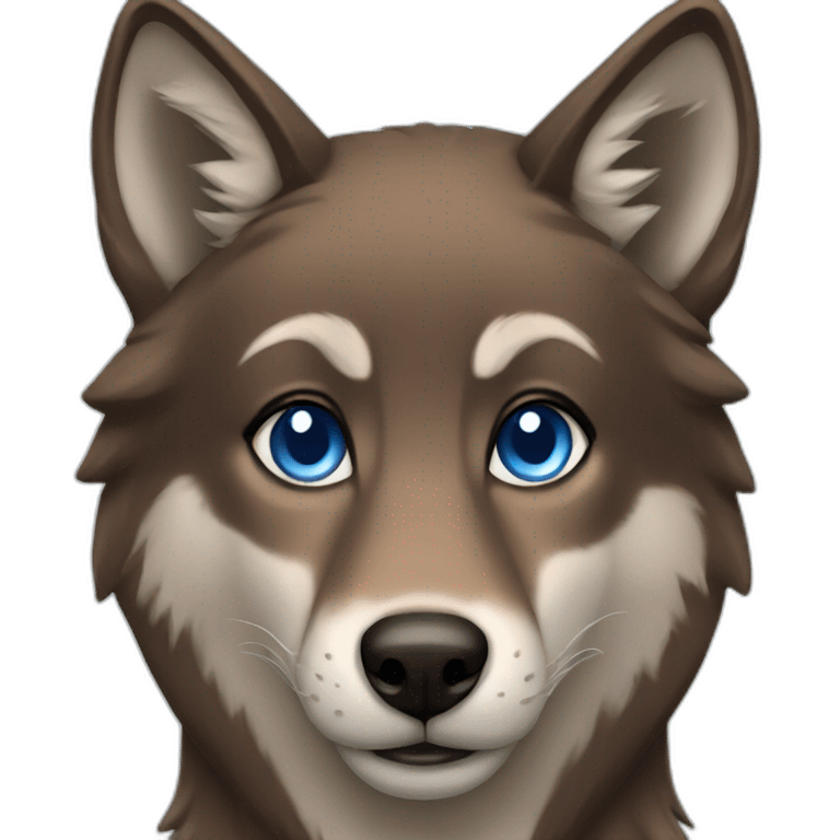 Brown female wolf blue eyes  emoji