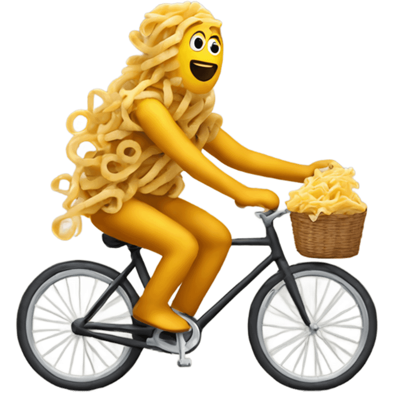 A poo riding a bike made of pasta  emoji