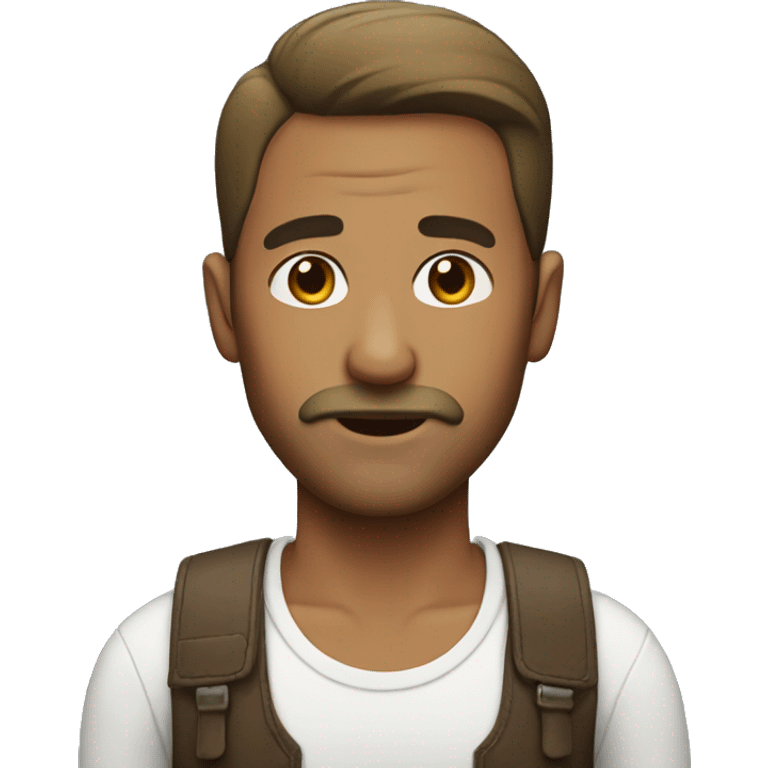 man with mostuche and short side part hair emoji