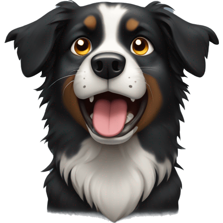 Angry growling Small black australian shepherd dog emoji