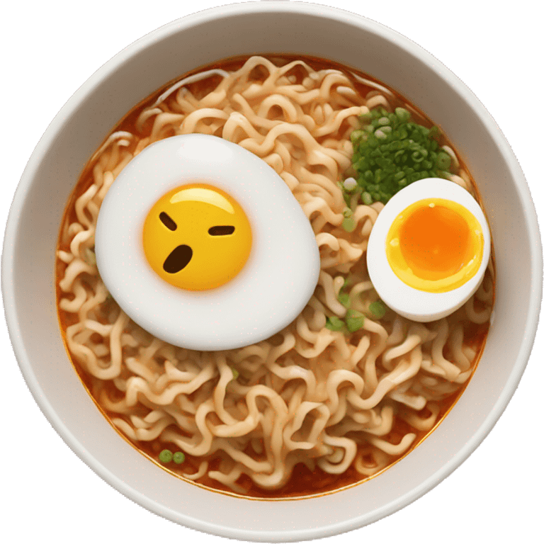 spicy ramen with soft boiled egg emoji