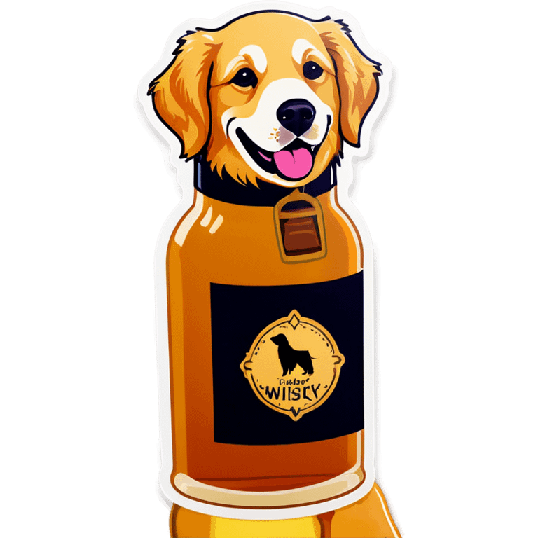 Golden retriever in a whisky bottle emoji