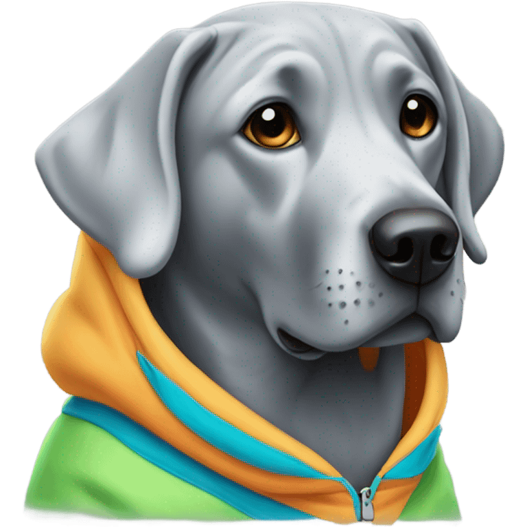 Silver Labrador in a hoodie emoji