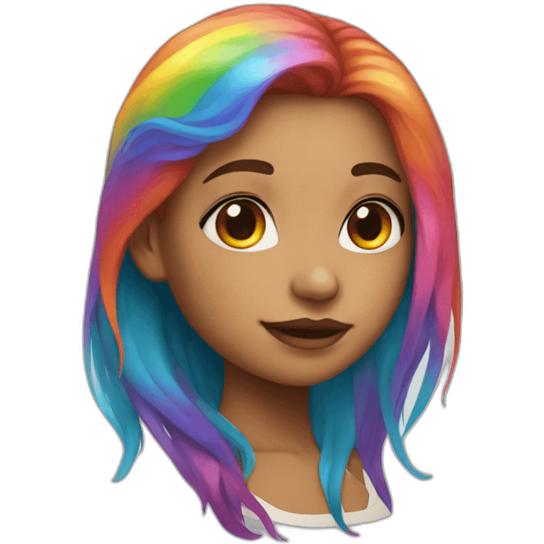 Girl with rainbow hair emoji