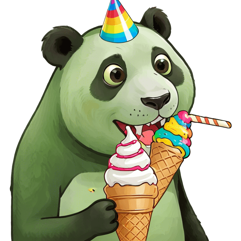 Panda eating ice cream emoji