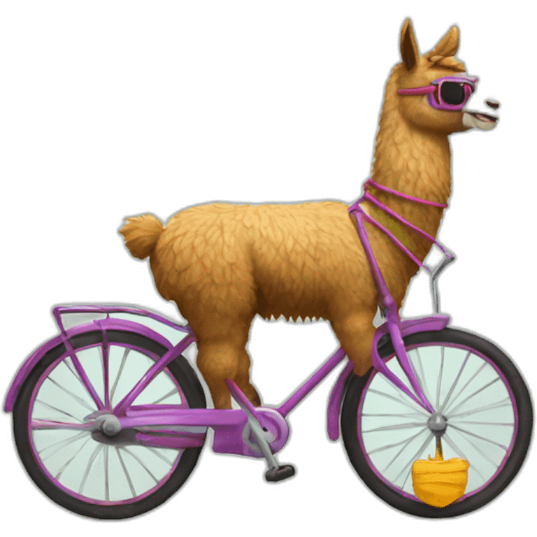 Cool llama riding a bike  emoji