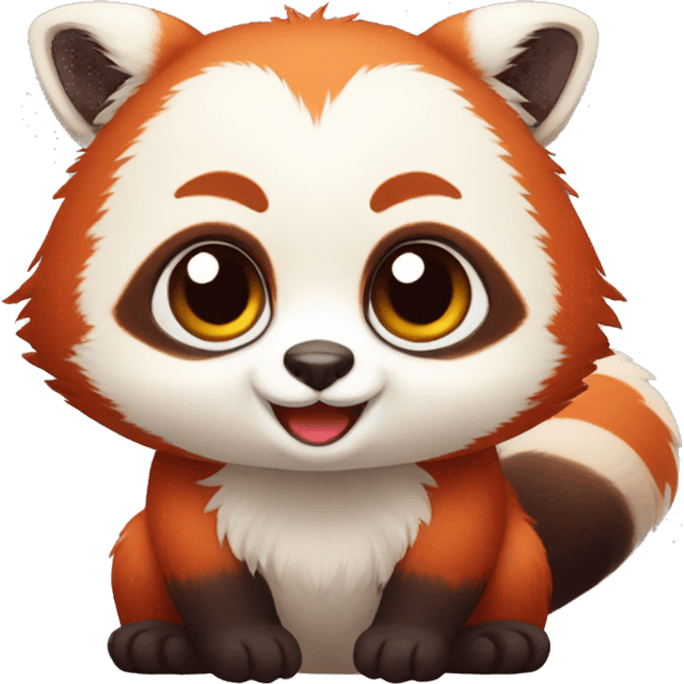 Cute red panda-lemur-hybrid full body emoji