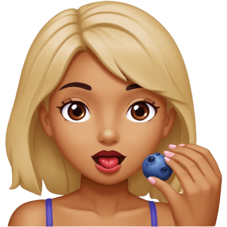 Girl on the Breakfast a blueberry ball emoji