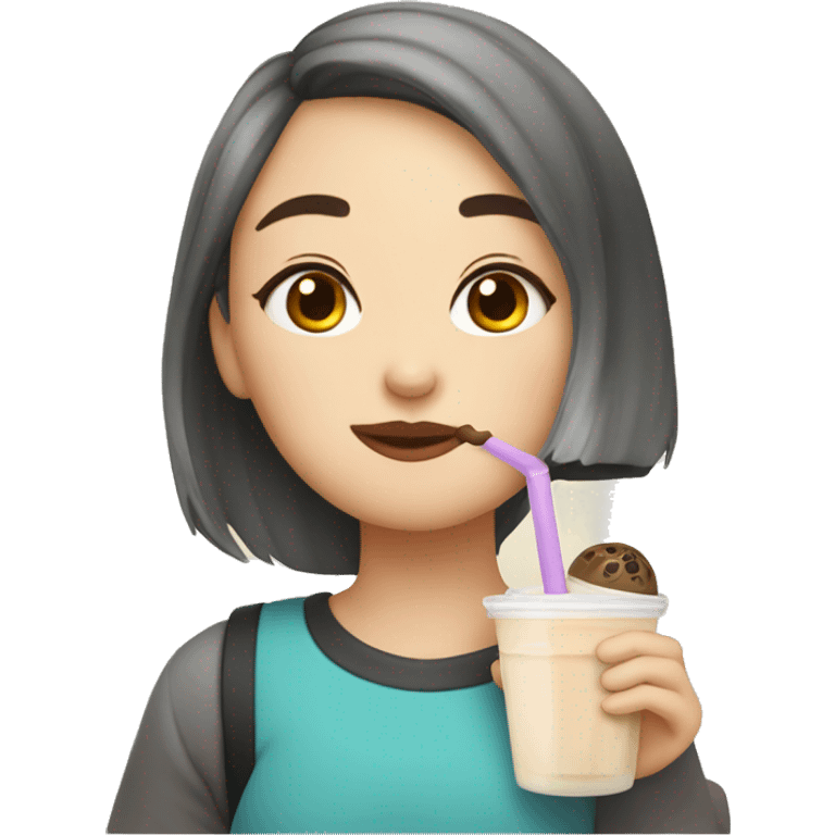 Girl drinking boba milk tea  emoji