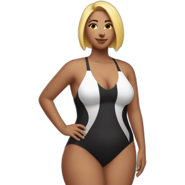 Slim-Thicc caucasian woman swimsuit posing emoji