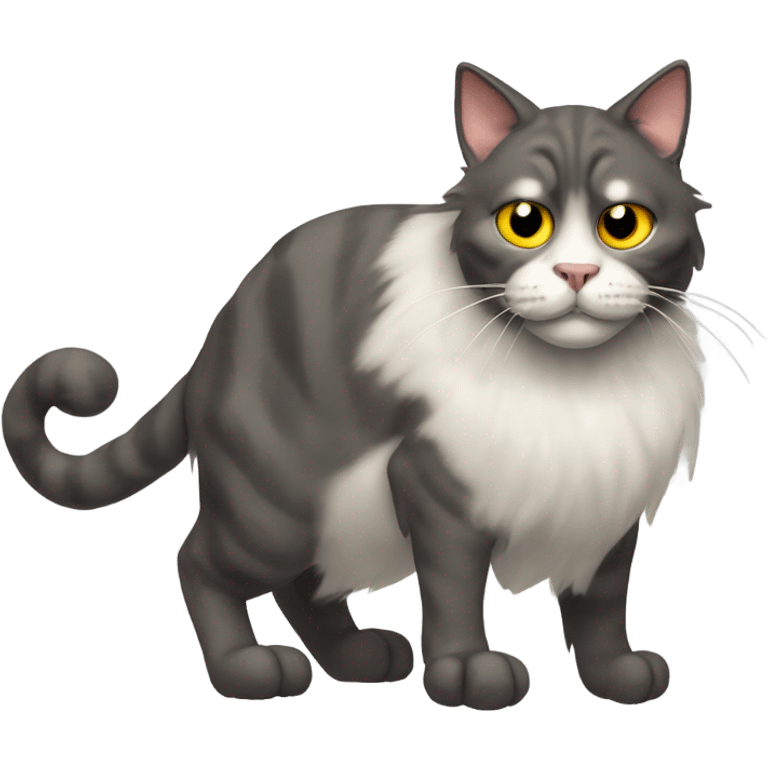 A ugly looking cat with human feet emoji