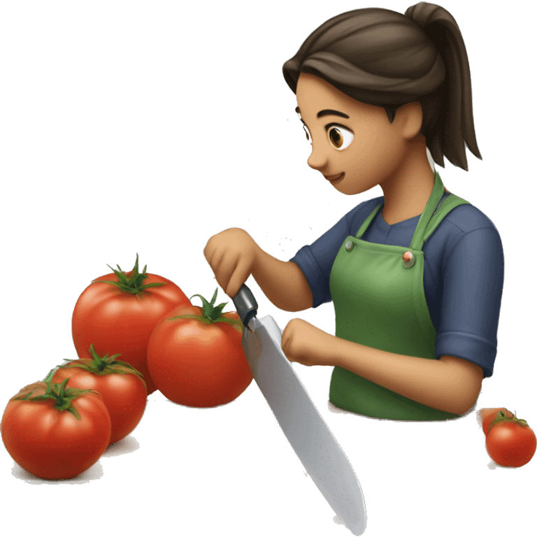 girl chopping tomatoe emoji