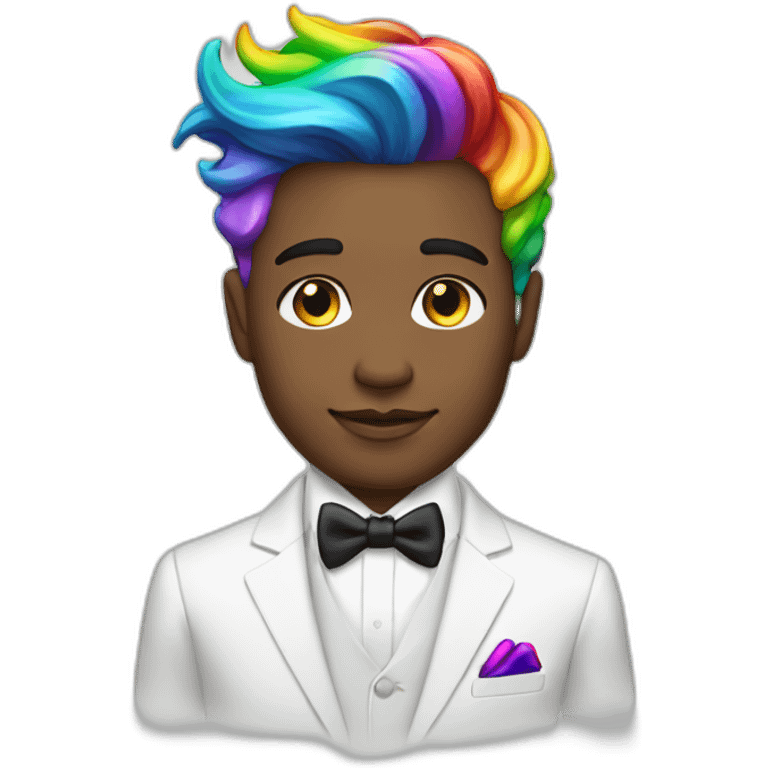 Posh-boy-with-white-suit-and-rainbow-unicorn-hair emoji