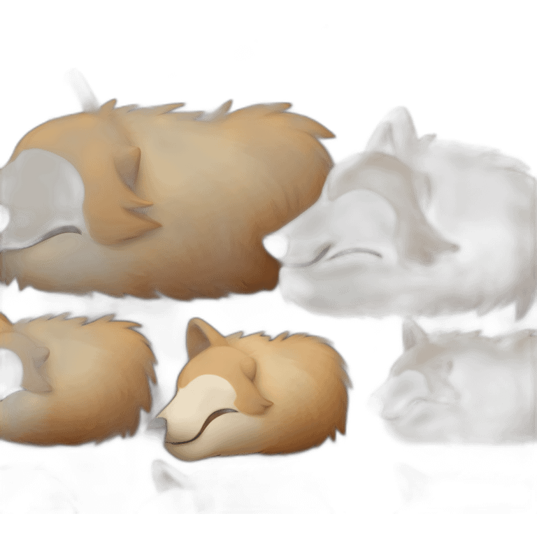 Brown cute Wolf furry sleeping emoji