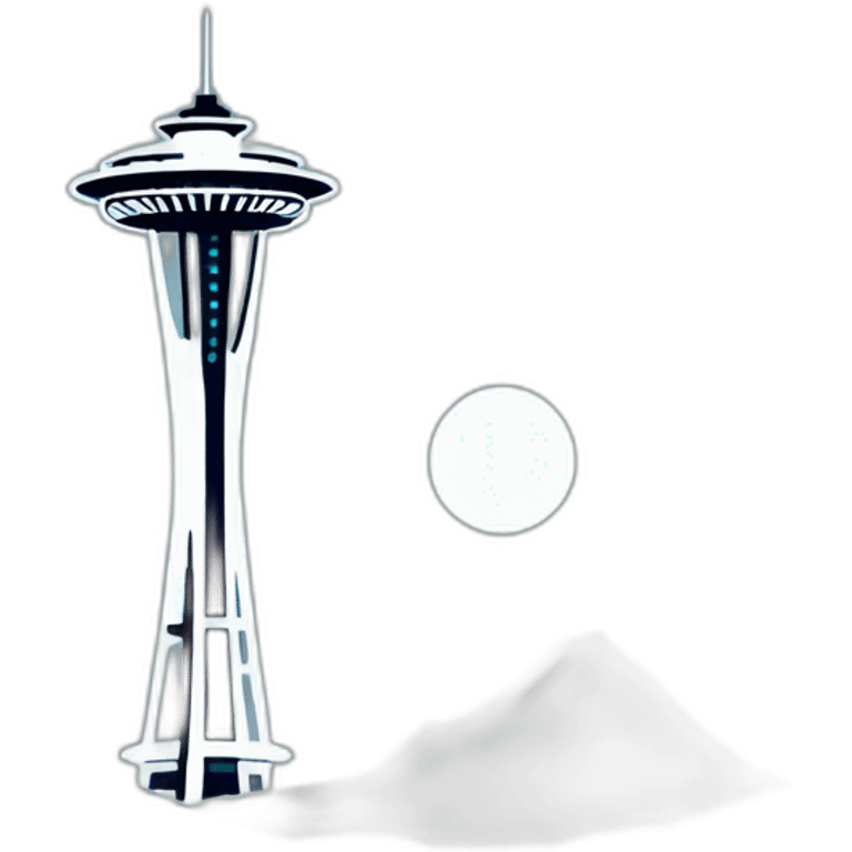 Seattle Space Needle tower 🗼, clean and minimalist design, iconic design. Distinctive spire and futuristic appearance. iOS emoji style. emoji