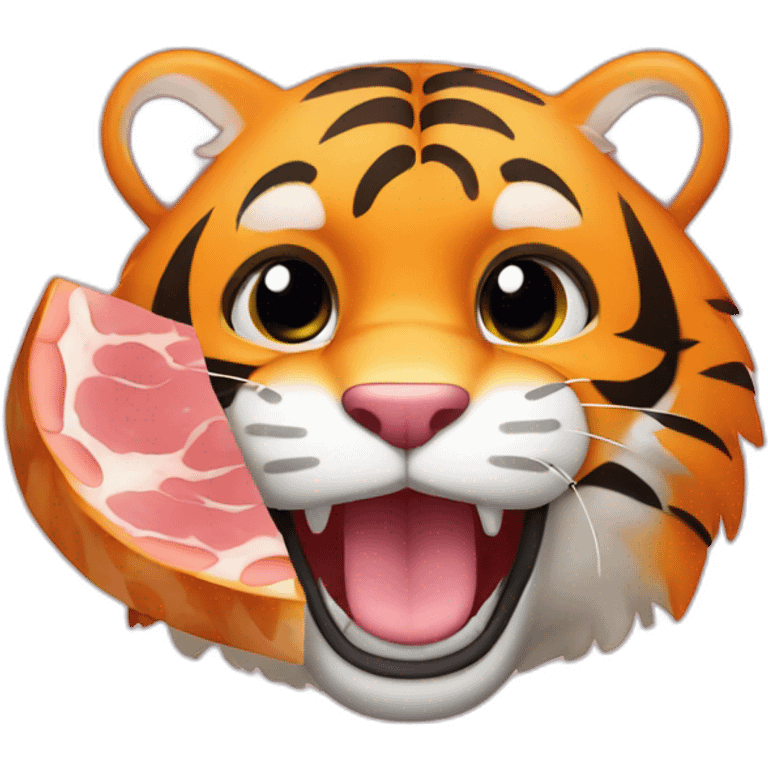 little tiger with ham emoji