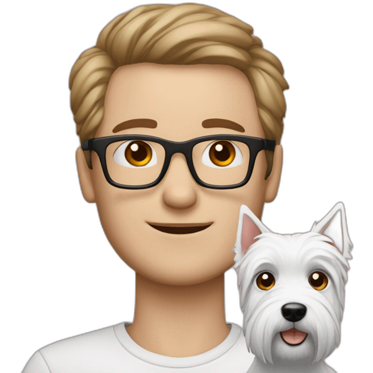 Man with glasses anda with westie dog girl emoji