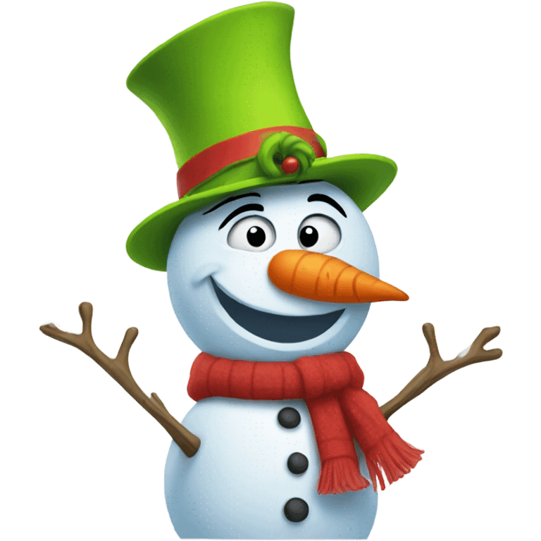 Snowman with grinch face emoji