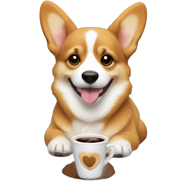 Corgi with a coffee emoji