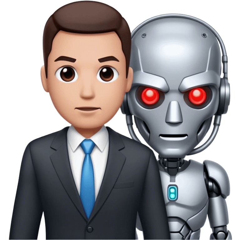 cyborg with business man emoji